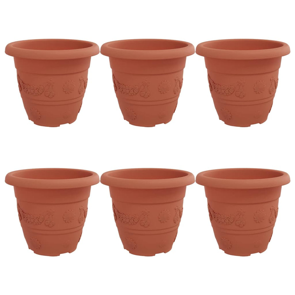 Vidaxl ronde bloempot 6 pcs baksteenrood ø 26 x 21.5 cm kunststof