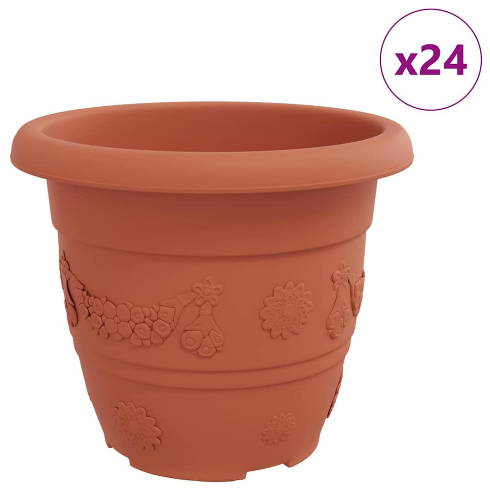 Vidaxl ronde bloempot 24 pcs baksteenrood ø 26 x 21.5 cm kunststof