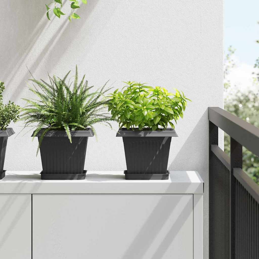 Vidaxl vierkante bloempot 6 st zwart 20 x 20 x 16 cm kunststof