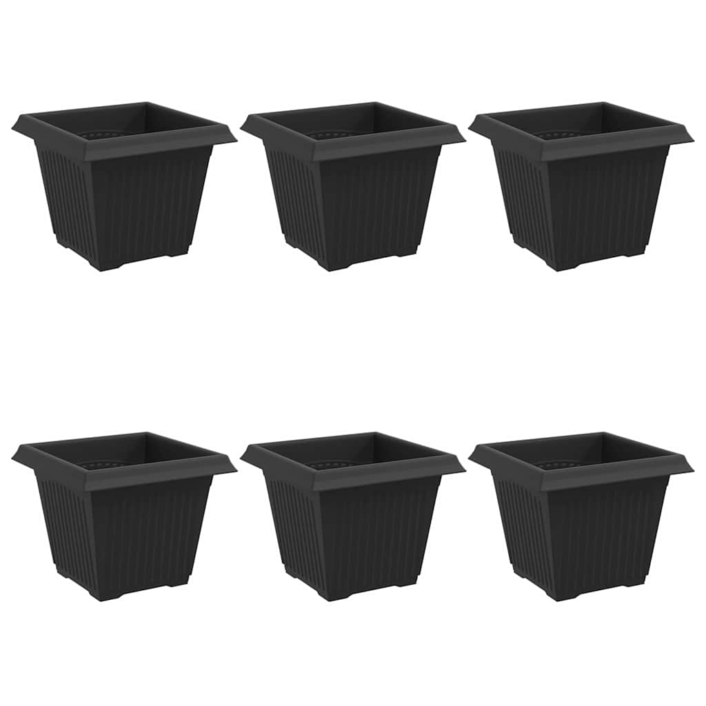 Vidaxl vierkante bloempot 6 st zwart 20 x 20 x 16 cm kunststof