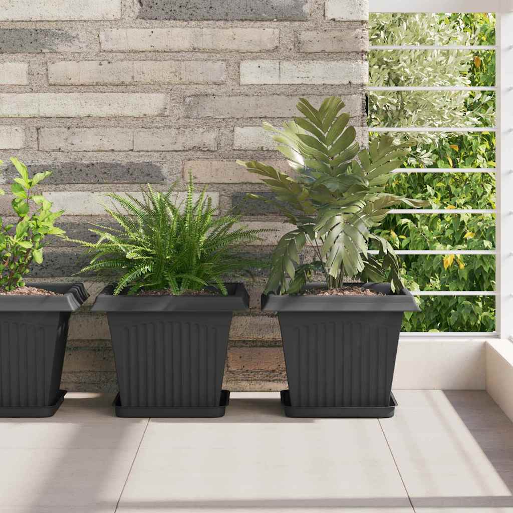 Vidaxl vierkante bloempot 6 pcs zwart 28,5 x 28,5 x 22 cm kunststof