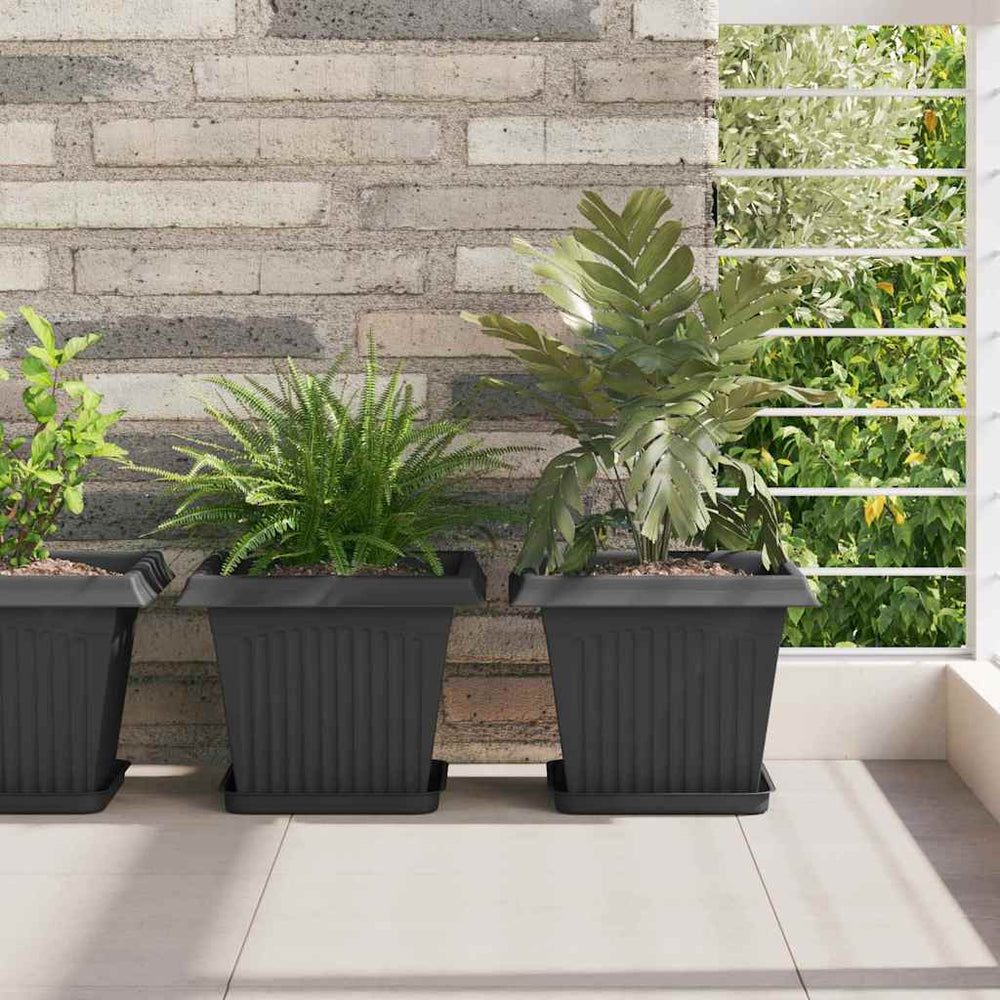 Vidaxl vierkante bloempot 24 pcs zwart 28,5 x 28,5 x 22 cm kunststof