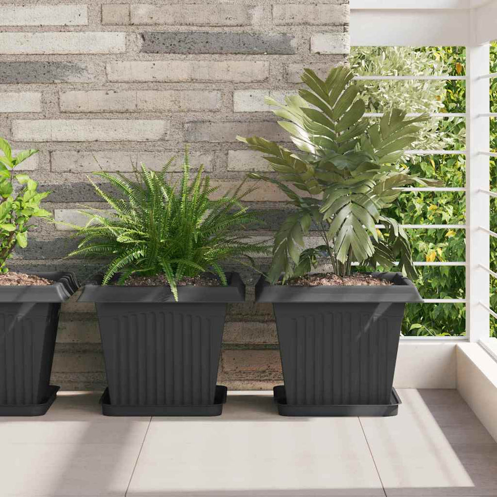 Vidaxl vierkante bloempot 24 pcs zwart 33 x 33 x 26 cm kunststof