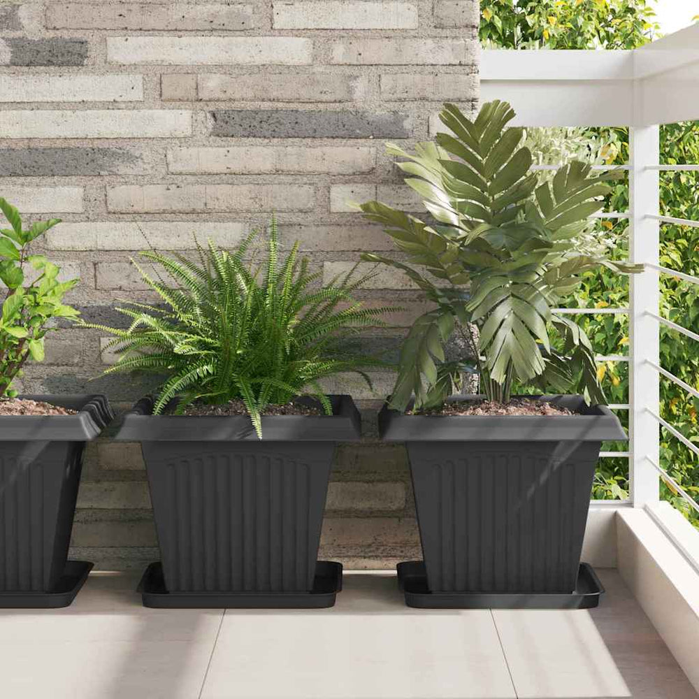 Vidaxl vierkante bloempot 24 pcs zwart 38 x 38 x 30 cm kunststof