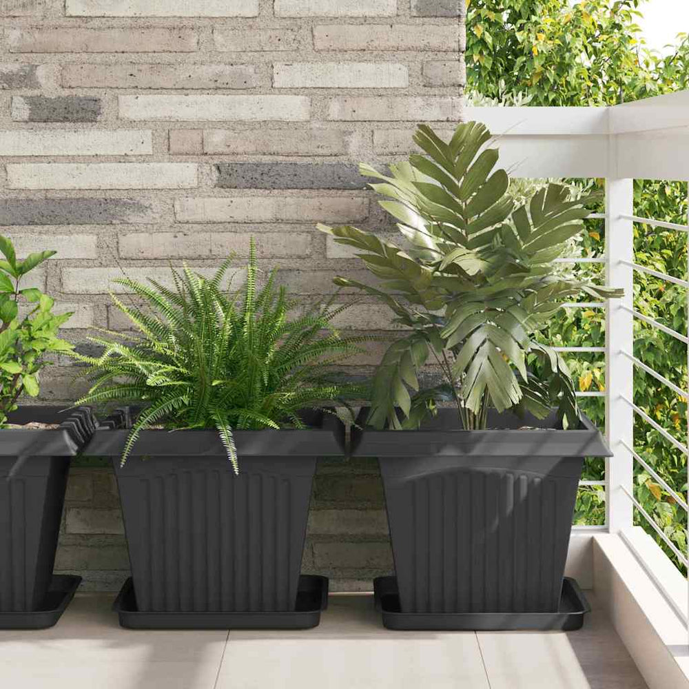 Vidaxl vierkante bloempot 24 pcs zwart 43 x 43 x 33,5 cm kunststof