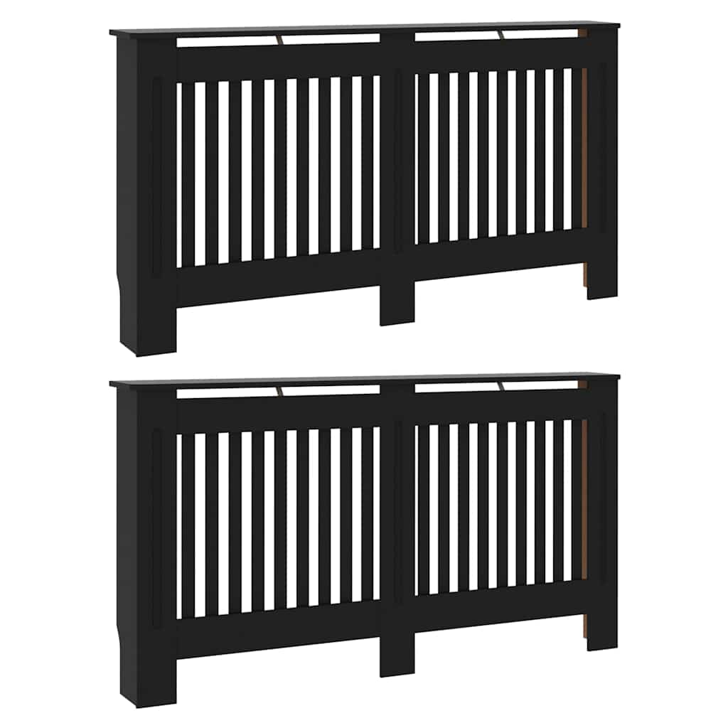 Vidaxl radiatorafdekking 2 pcs zwart 152 x 19 x 81,5cm bewerkt hout