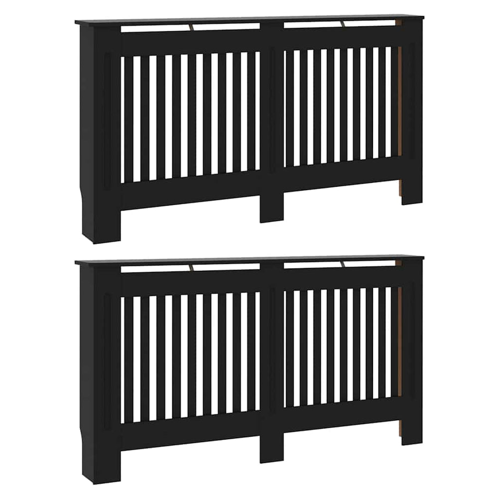 Vidaxl radiatorafdekking 2 pcs zwart 152 x 19 x 81,5cm bewerkt hout