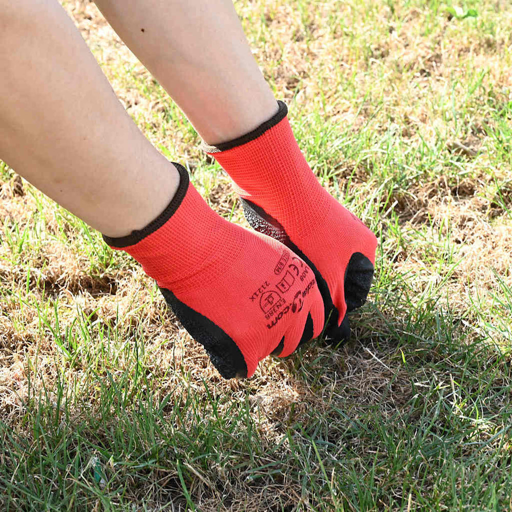 Vidaxl werkhandschoenen 12 pcs rood en zwart 9 l latexcoating