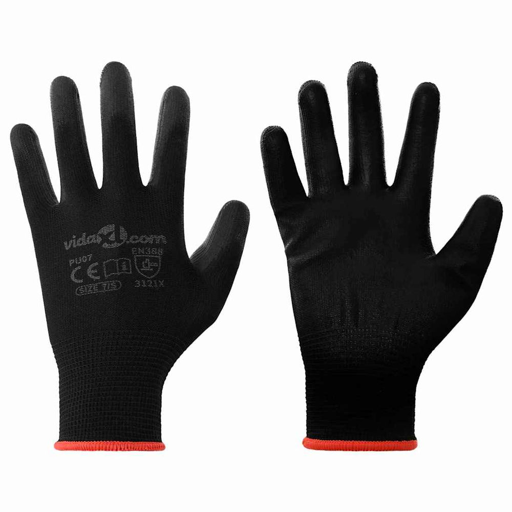 Vidaxl werkhandschoenen 12 pcs zwart 7 s polyester