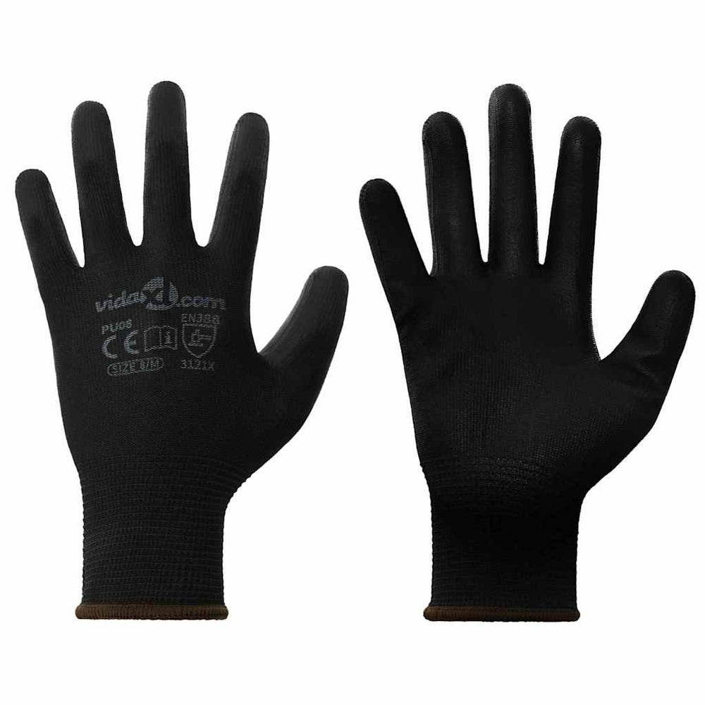 Vidaxl werkhandschoenen 24 pcs zwart 8 m polyester