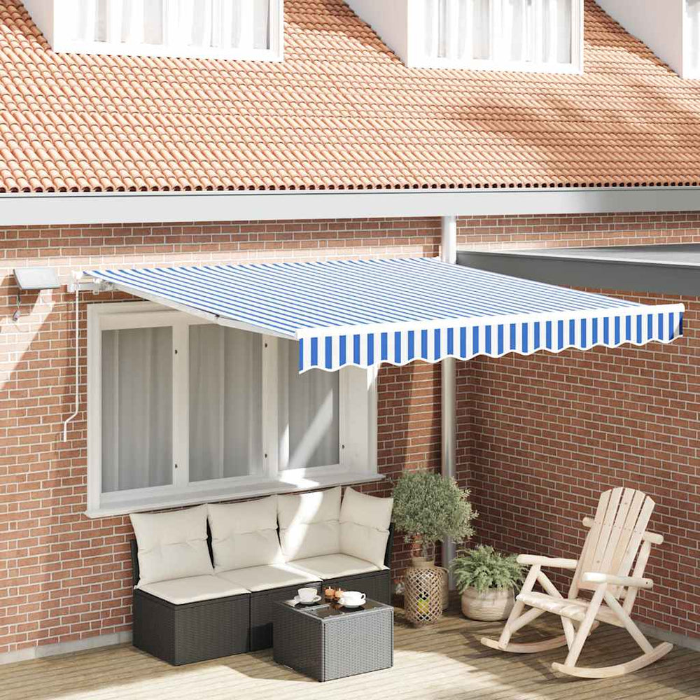 Vidaxl inklapbaar zonnescherm blauw en wit 350 x 250 cm
