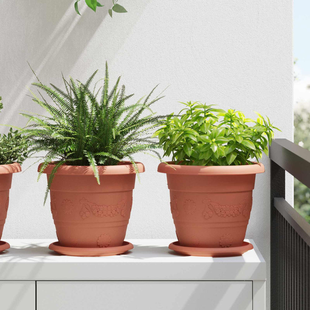 Vidaxl plantenpotten 6 pcs baksteenrood ø 26 x 21.5 cm kunststof