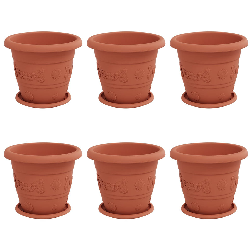 Vidaxl plantenpotten 6 pcs baksteenrood ø 26 x 21.5 cm kunststof