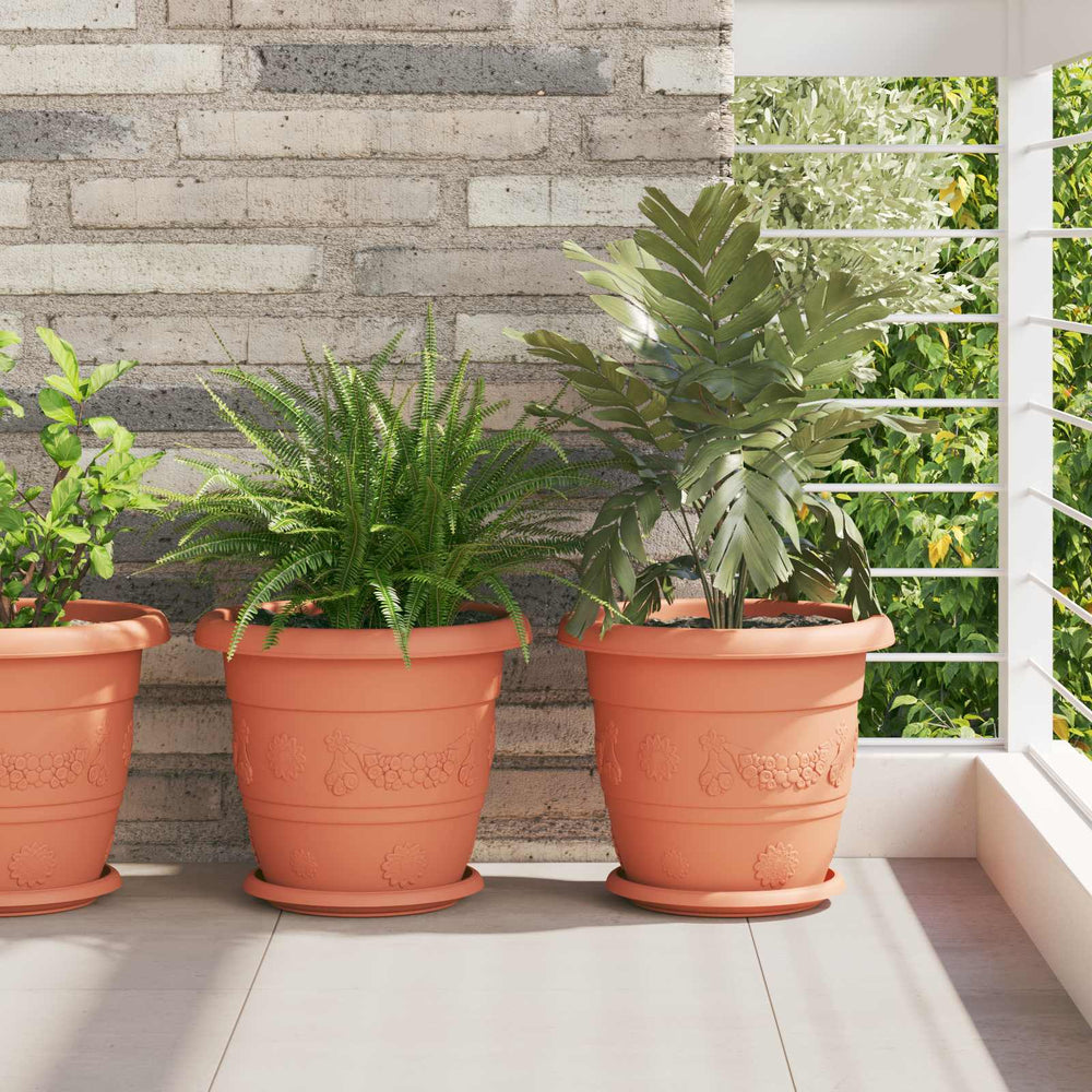 Vidaxl plantenpotten 6 pcs baksteenrood ø 26 x 21.5 cm kunststof