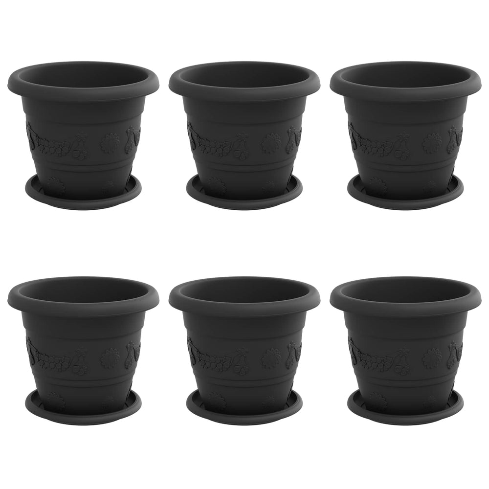 Vidaxl plantenpotten 6 pcs zwart ø 26 x 21.5 cm kunststof