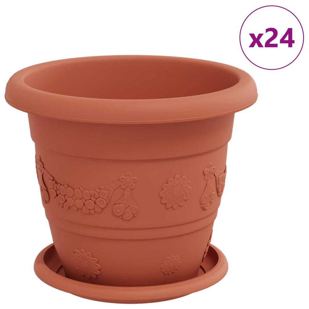 Vidaxl plantenpotten 24 pcs baksteenrood ø 26 x 21.5 cm kunststof