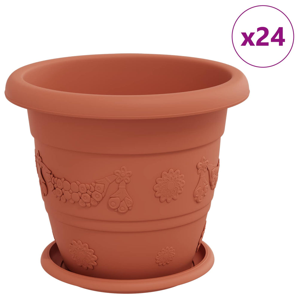 Vidaxl plantenpotten 24 pcs baksteenrood ø 26 x 21.5 cm kunststof
