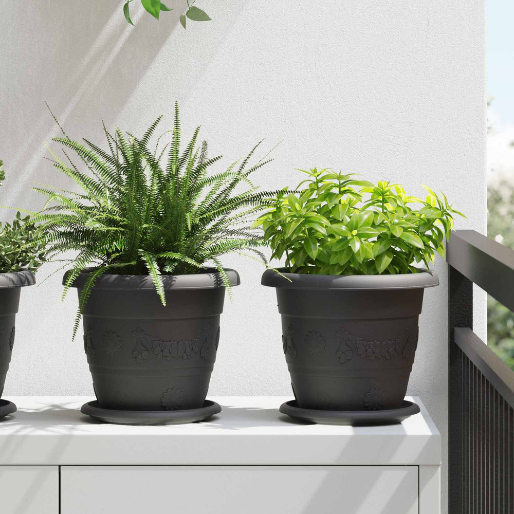 Vidaxl plantenpotten 24 pcs zwart ø 26 x 21.5 cm kunststof
