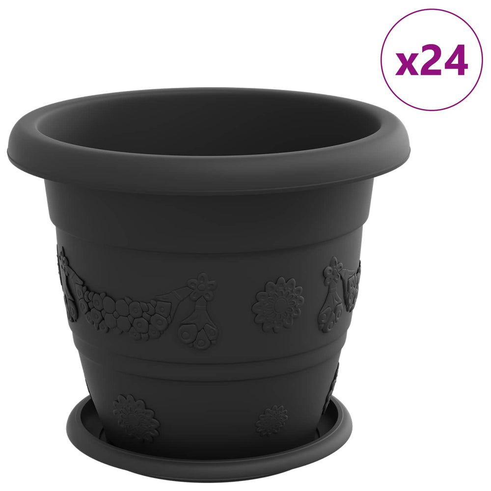 Vidaxl plantenpotten 24 pcs zwart ø 26 x 21.5 cm kunststof