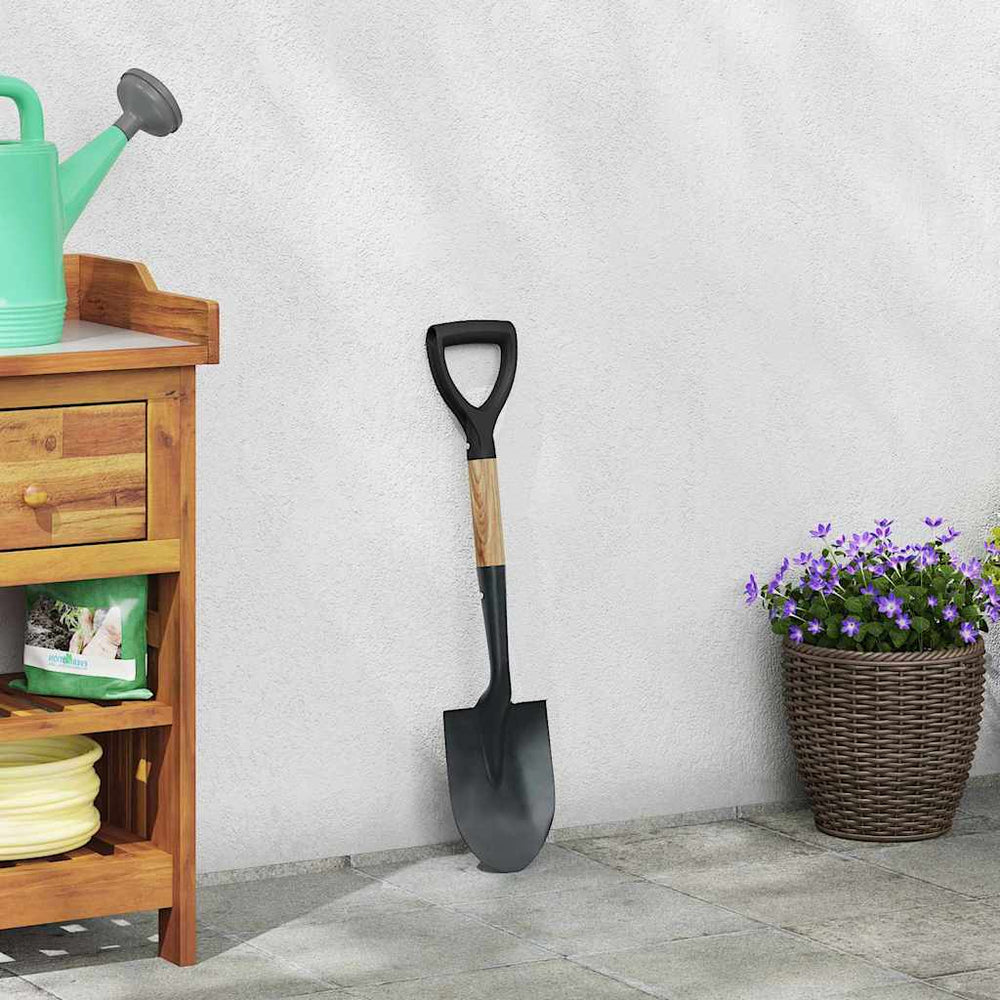 Vidaxl schep zwart 68,5 cm krachtig gecoat staal en massief hout