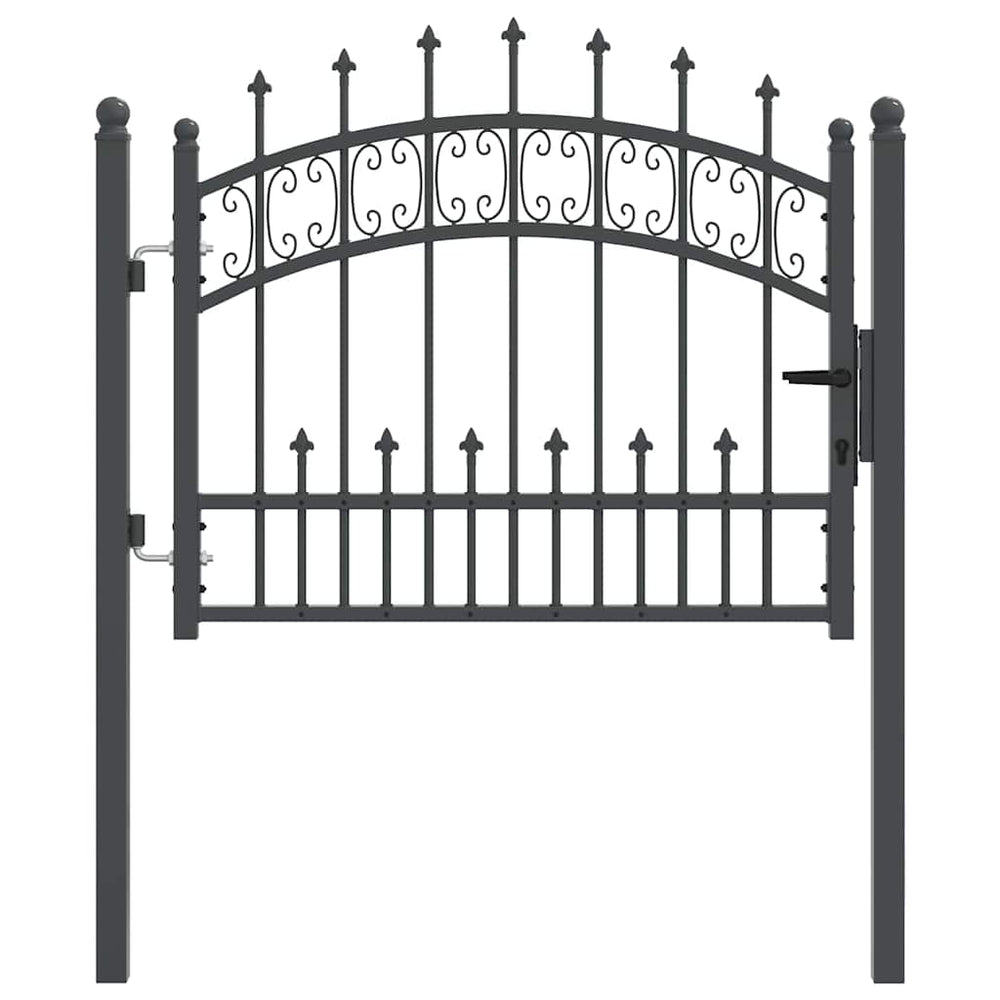 Vidaxl hekpoort met spear boven met slot grijs 103 x 75 cm staal