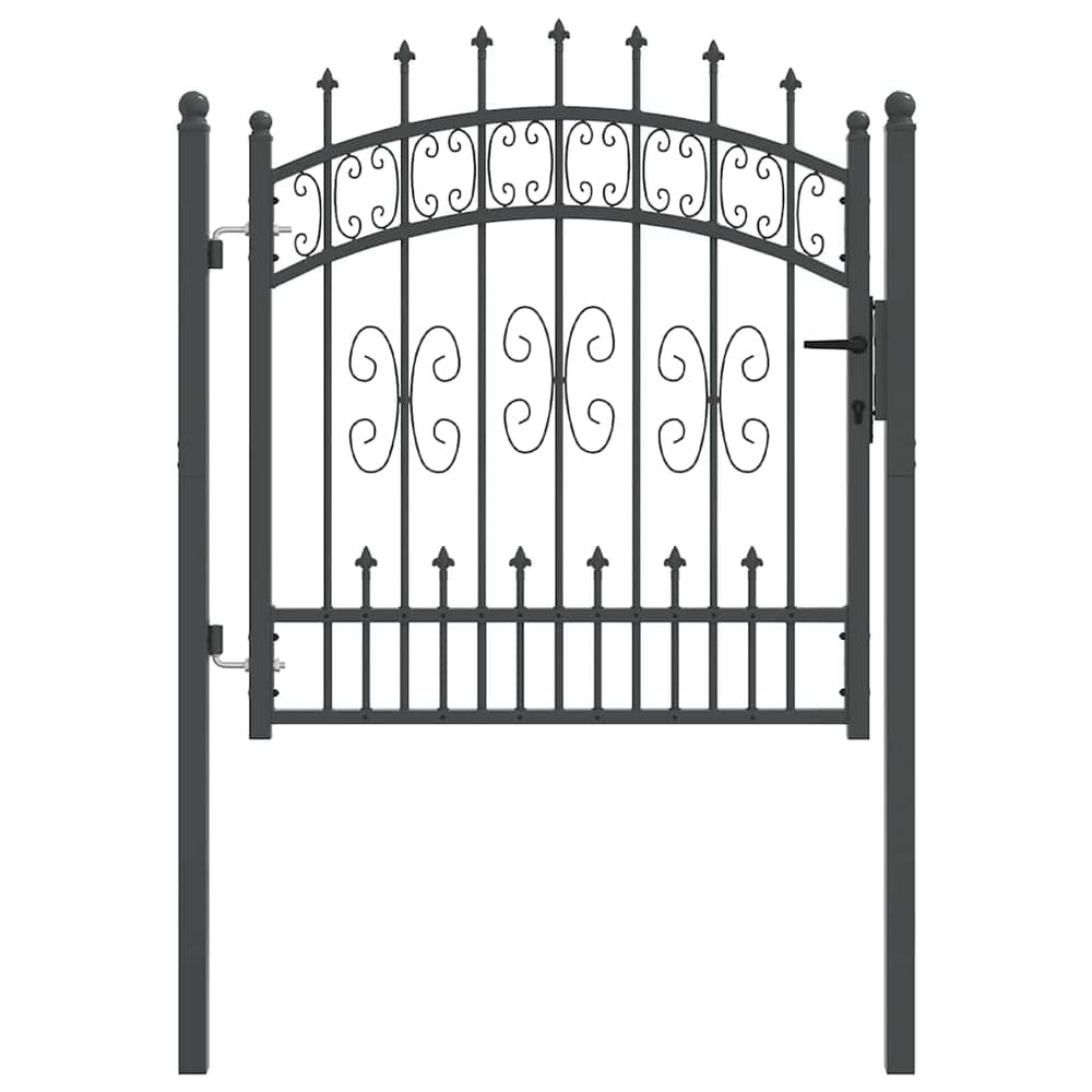 Vidaxl hekpoort met spear boven met slot grijs 103 x 100 cm staal