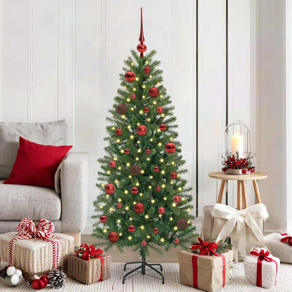 Vidaxl kerstbal set met 150 led 61 pcs rood kunststof