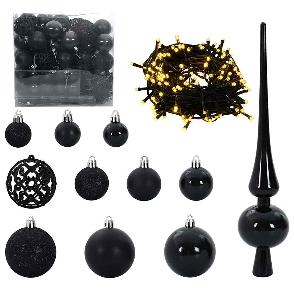Vidaxl kerstbal set met 300 led 120 pcs zwart kunststof