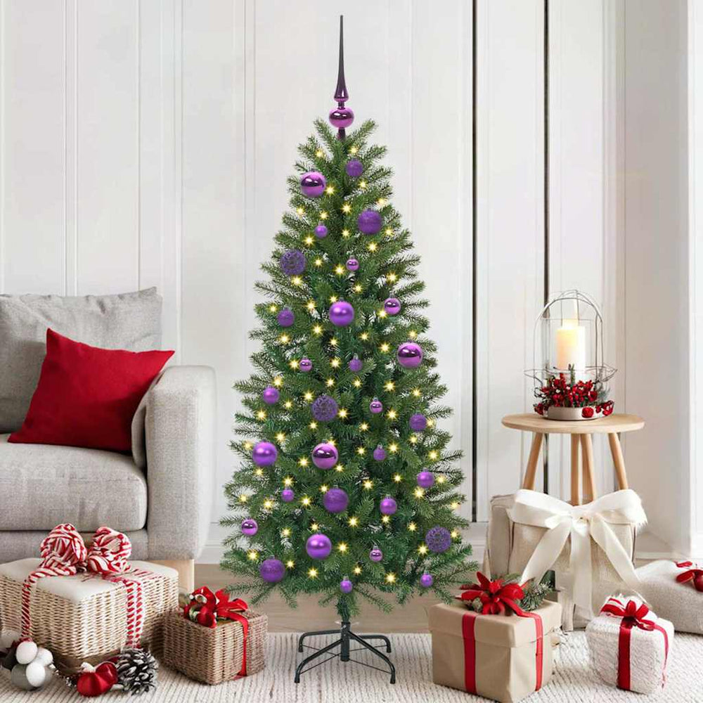 Vidaxl kerstbal set met 150 led 61 pcs lila kunststof