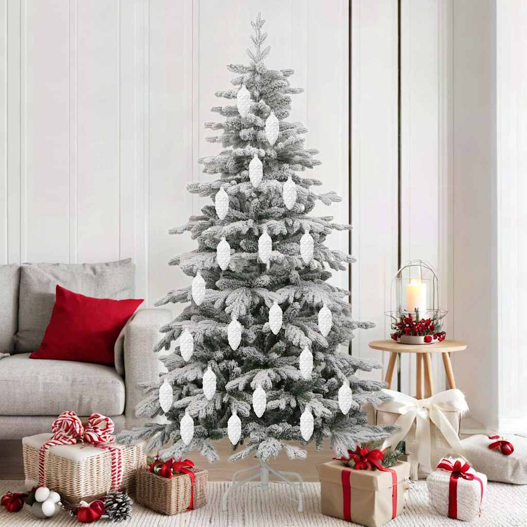 Vidaxl kerstdennenappeltje 40 pcs wit kunststof
