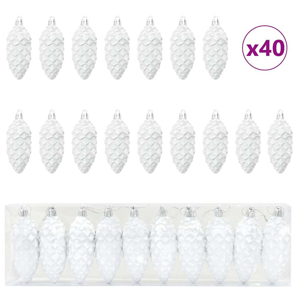 Vidaxl kerstdennenappeltje 40 pcs wit kunststof