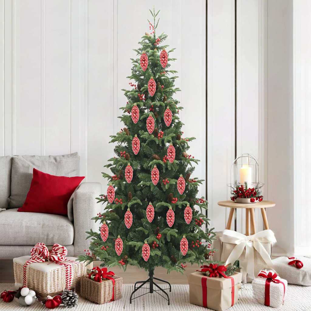 Vidaxl kerstdennenappeltje 40 st rood 4 x 9 cm kunststof