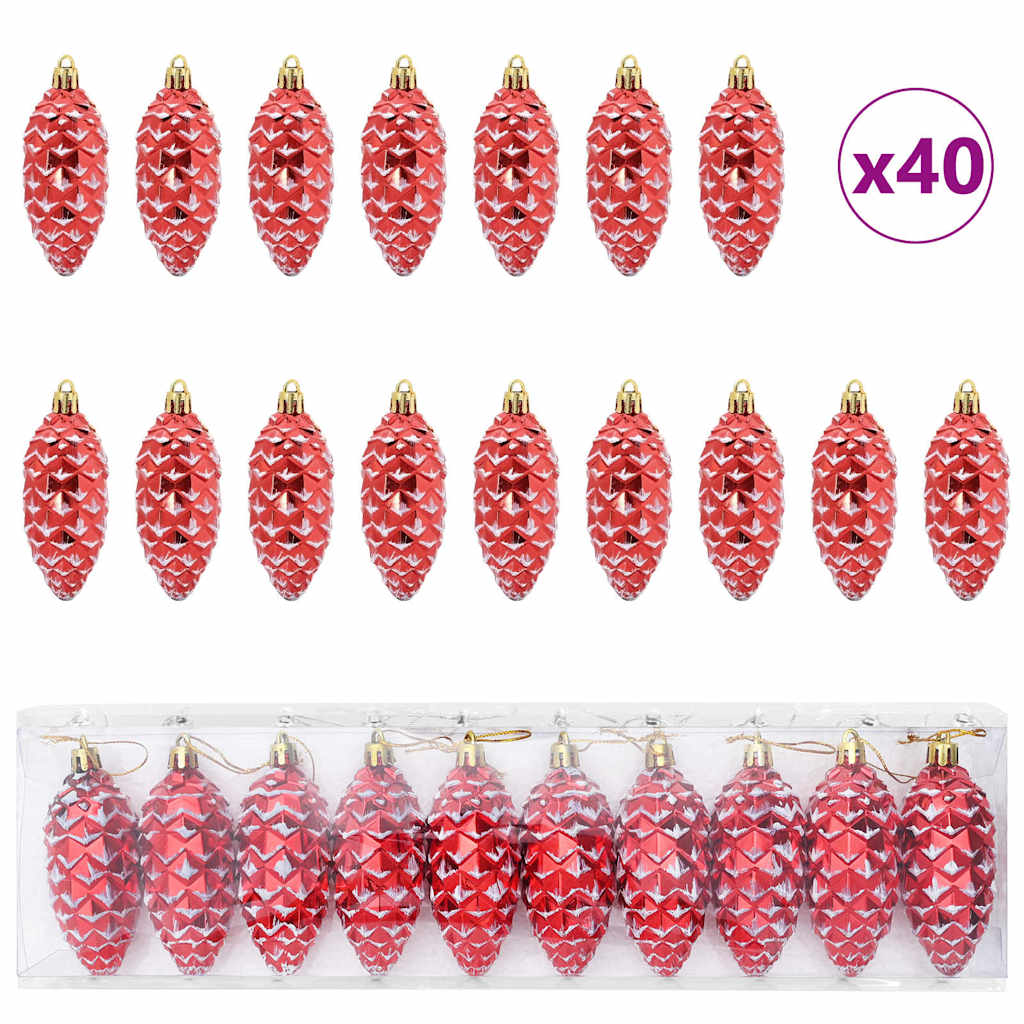 Vidaxl kerstdennenappeltje 40 pcs rood kunststof