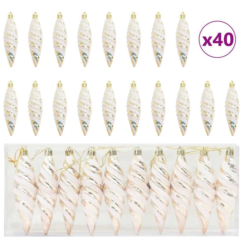 Vidaxl kerst spiralvorm bal 40 pcs champagne kunststof
