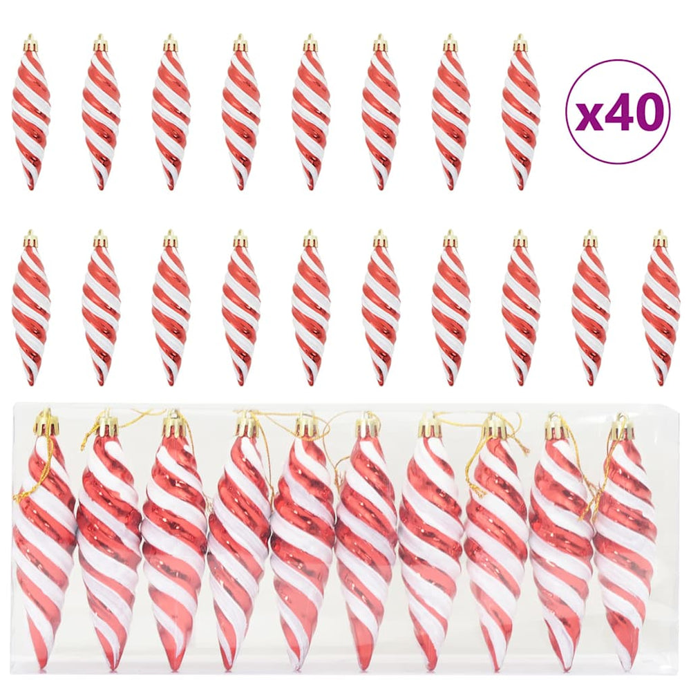 Vidaxl kerst spiralvorm bal 40 pcs rood kunststof