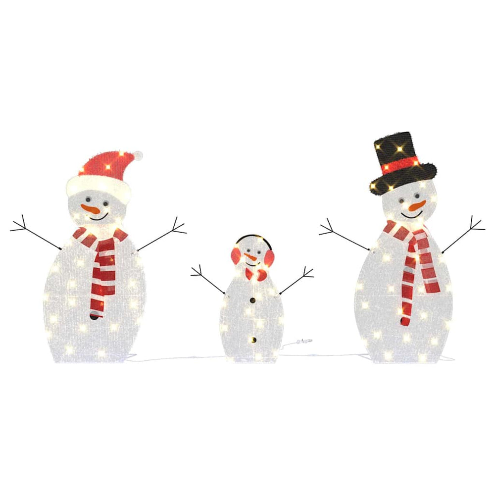 Vidaxl verlichte sneeuwpop familie 3 pcs warmwit polyester