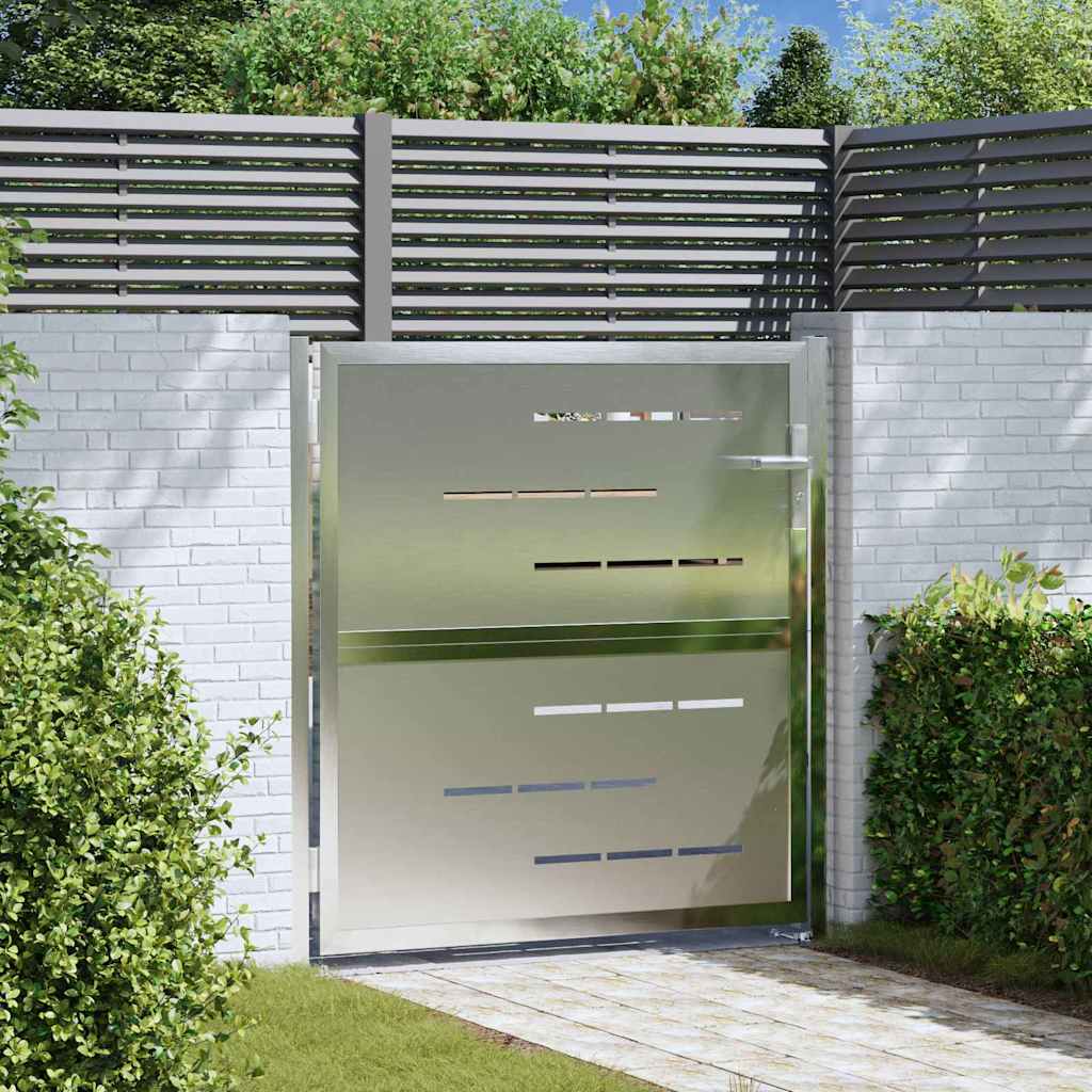 Vidaxl tuinpoort met slot zilver 96 x 100 cm roestvrij staal