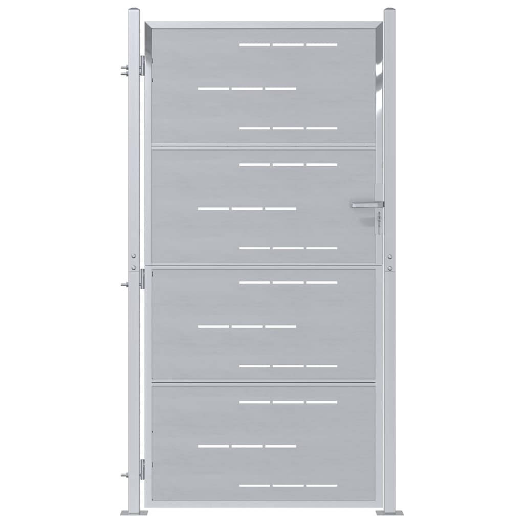 Vidaxl tuinpoort met slot zilver 96 x 200 cm roestvrij staal
