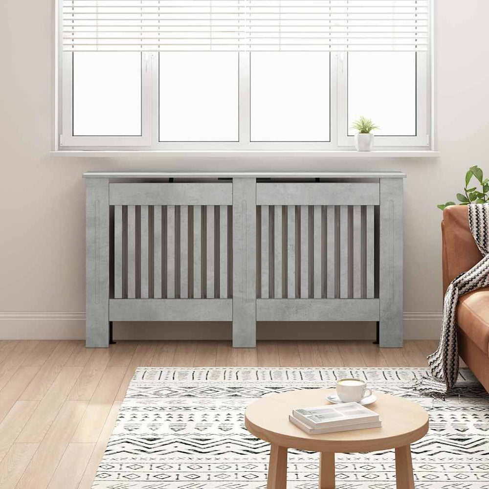 Vidaxl radiatorafdekking beton grijs 152 x 19 x 81,5 cm bewerkt hout