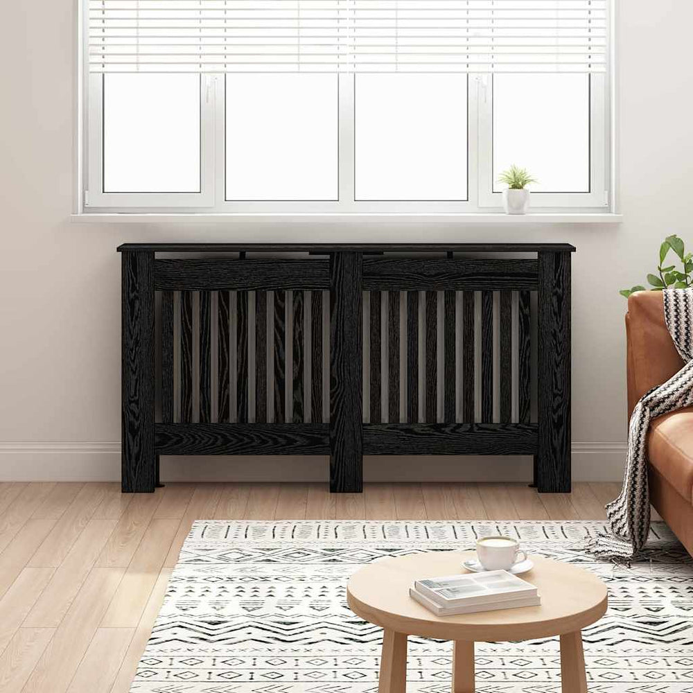 Vidaxl radiatorafdekking zwart eiken 152 x 19 x 81,5 cm bewerkt hout