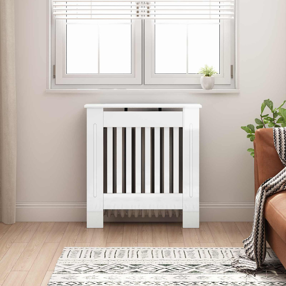 Vidaxl radiatorafdekking hoogglans wit 78 x 19 x 81,5 cm bewerkt hout