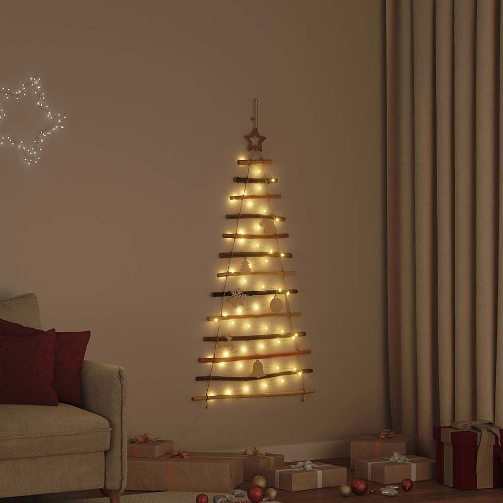 Vidaxl kerstboom met 50 led naturel 120 cm massief essenhout