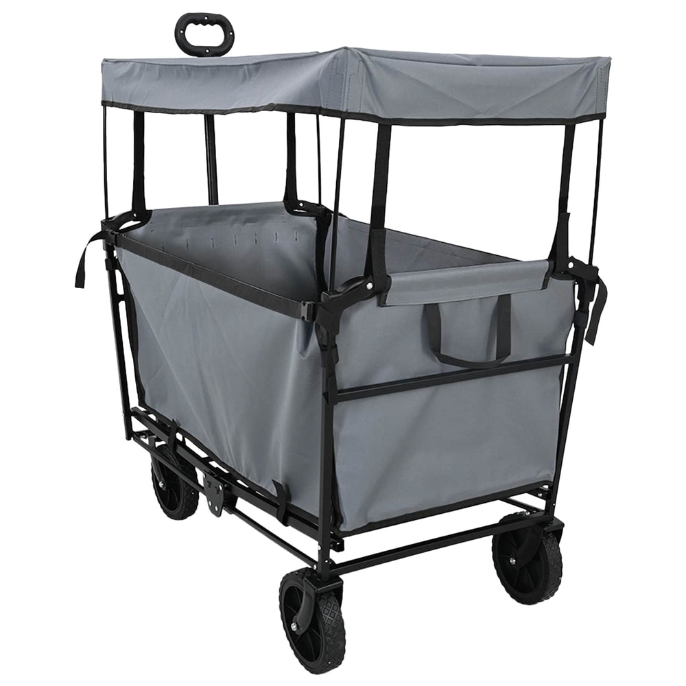 Vidaxl vouwbare handtrolley grijs 105 x 56.5 x 116 cm oxford stof