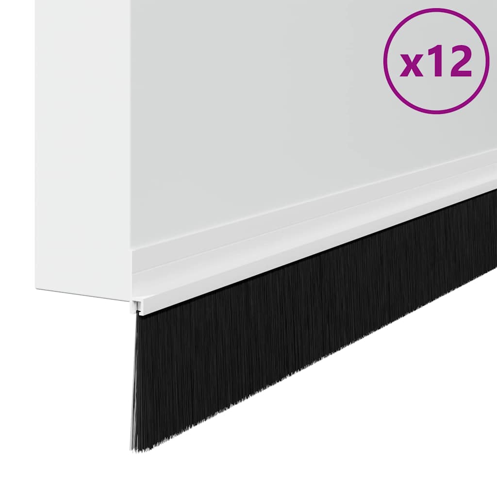 Vidaxl zelfklevende deurborstels 12 pcs wit 100 cm aluminium legering