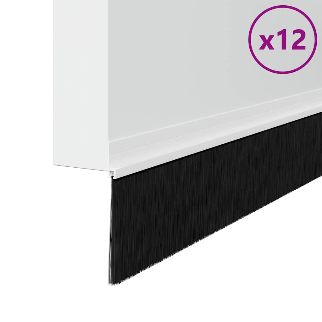 Vidaxl zelfklevende deurborstels 12 pcs wit 100 cm aluminium legering