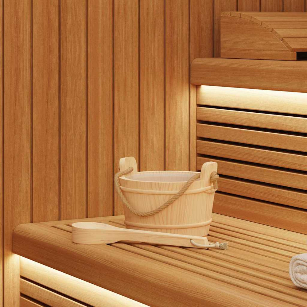 Vidaxl sauna emmer 2 pcs bruin massief vurenhout en hennep