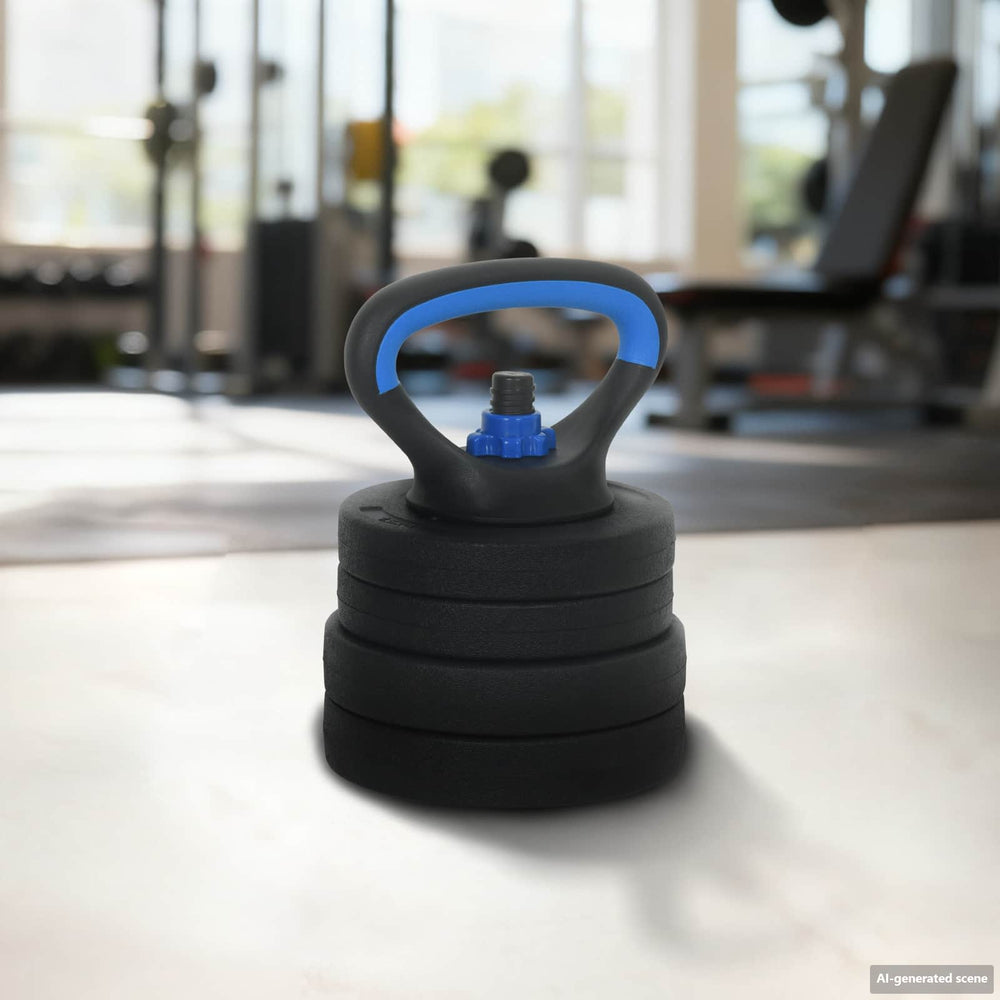 Vidaxl 2-in-1 halter-barbell set 30kg zwart en blauw