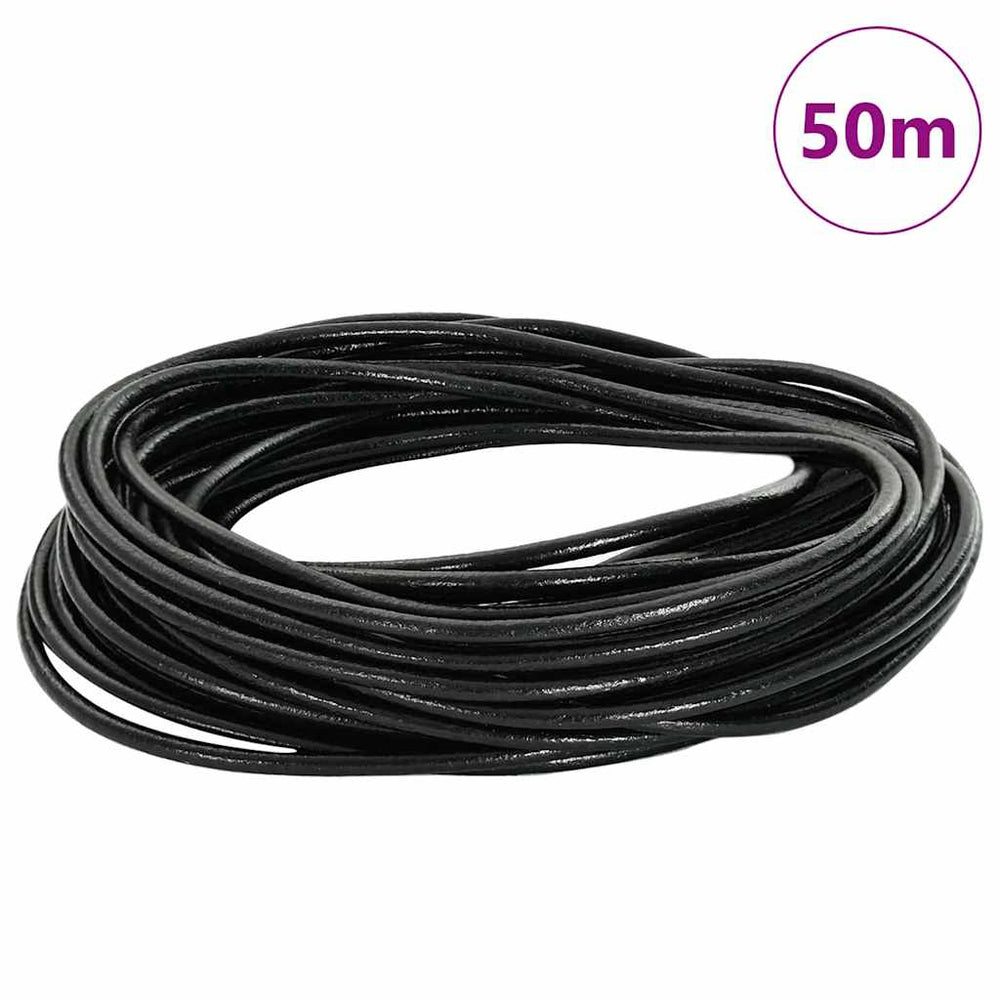 Vidaxl leren koord zwart ø2,5 mm x 50 m leer