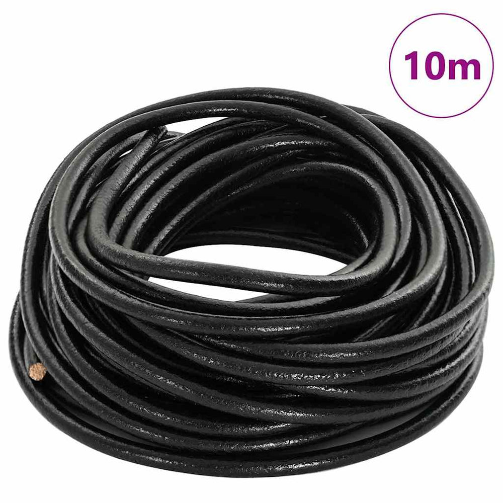 Vidaxl leren koord zwart ø5 mm x 10 m leer