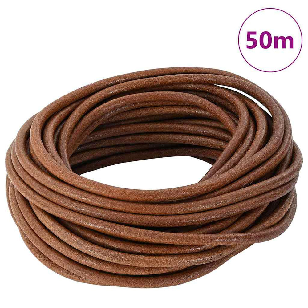 Vidaxl leren koord licht bruin ø5 mm x 50 m leer